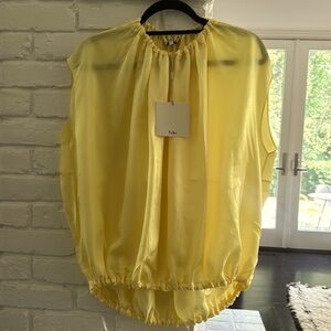 TIBI yellow size small spring acetate shirred neck circular top. NWT